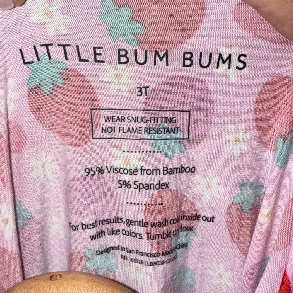 Little Bum Bums bamboo viscose strawberry ruffle dress, size 3T